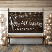 木素朴の上のストリングライト40th誕生日 横断幕