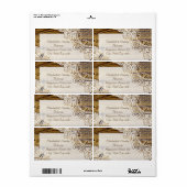 木素朴の上の白い結婚レース ラベル (フルシート)