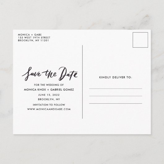 木素朴の写真の結婚式の日付を保存 案内ポストカード (裏面)