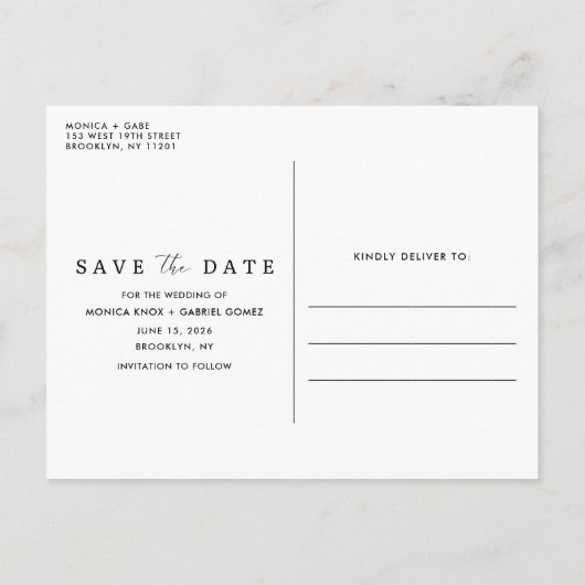 木素朴の写真の結婚式の日付を保存 案内ポストカード (裏面)