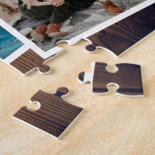 木素朴の写真コラージュエレガントなウェディング救ザ ジグソーパズル (側面)