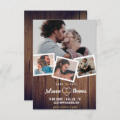 木素朴の写真コラージュエレガントなウェディング救ザ セーブザデート (正面/裏面)