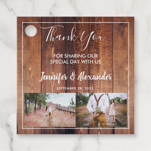 木素朴の写真結婚のメッセージカード フェイバータグ (正面)