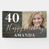 木素朴の写真40th誕生日パーティーバナー 横断幕 (横)