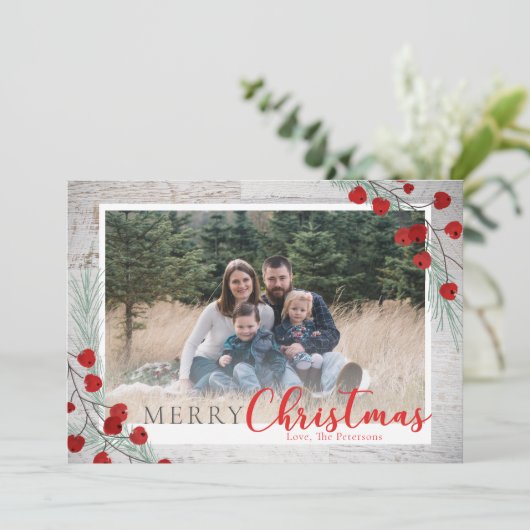 木素朴の冬の果実クリスマスフォト シーズンカード (スタンド正面)