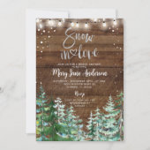 木素朴の冬の雪の恋のブライダルシャワー 招待状 (正面)
