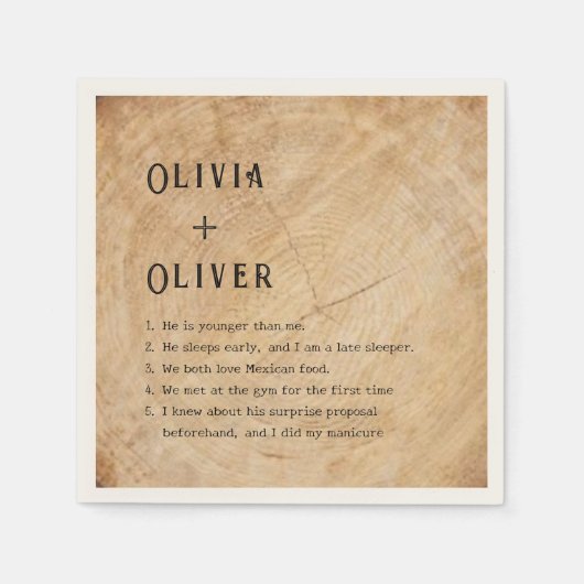 木素朴の切り株の結婚納屋 スタンダードカクテルナプキン (正面)