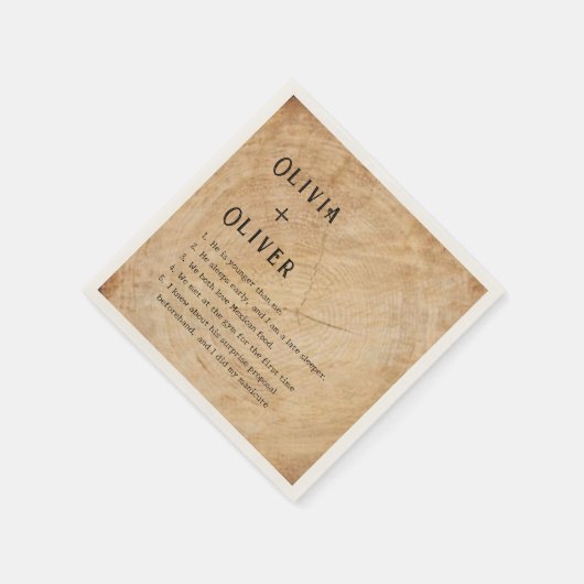 木素朴の切り株の結婚納屋 スタンダードカクテルナプキン (角)