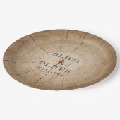 木素朴の切り株の結婚納屋 ペーパープレート (アングル)