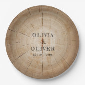 木素朴の切り株の結婚納屋 ペーパープレート (正面)