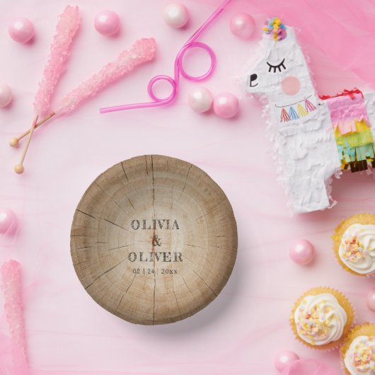 木素朴の切り株の結婚納屋 ペーパーボウル (パーティー)