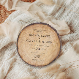 木素朴の切り株の結婚納屋 招待状