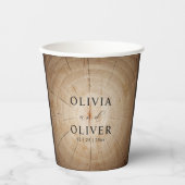 木素朴の切り株の結婚納屋 紙コップ (正面)