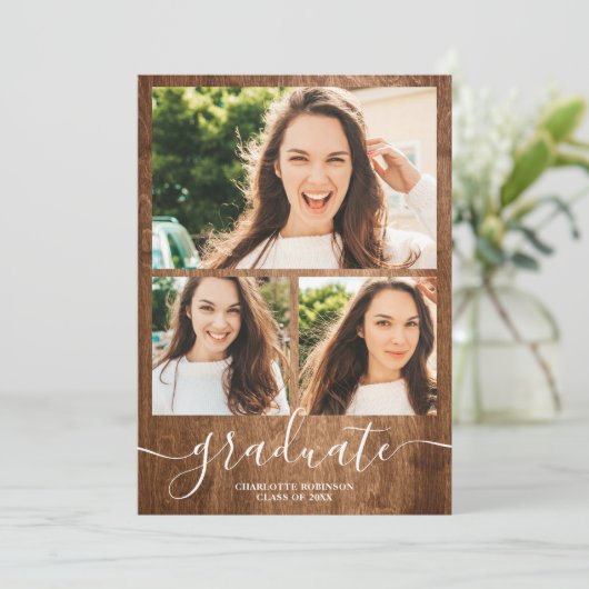 木素朴の卒業生4枚の写真 招待状 (スタンド正面)