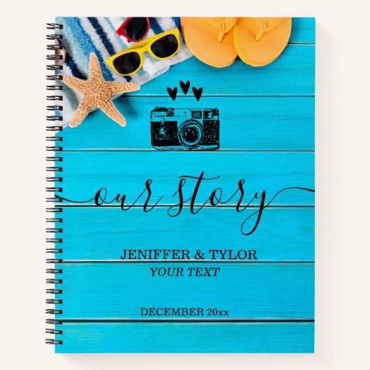 木素朴の夏をテーマにしたカップル ノートブック (正面)