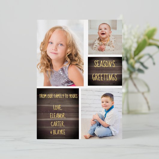 木素朴の季節のクリスマス 箔シーズンカード (立ち正面)