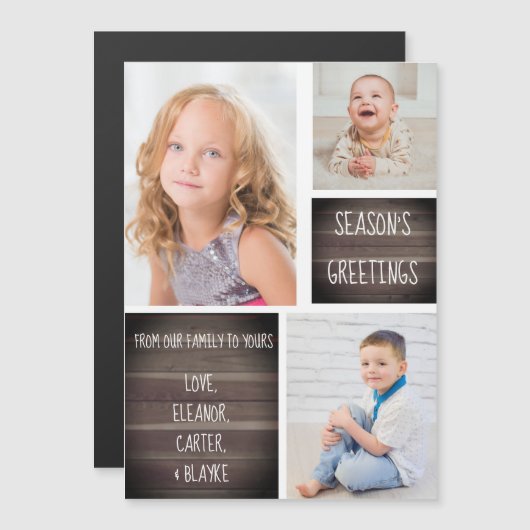 木素朴の季節の挨拶クリスマスマグネット (正面/裏面)