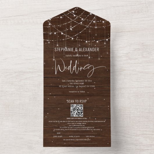 木素朴の弦が1つの招待状ですべて点灯 オールインワン招待状 (内側)