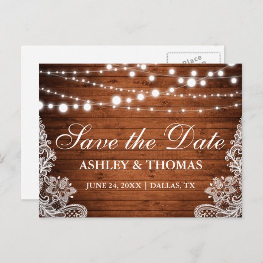 木素朴の弦のライトレース日付を保存 案内ポストカード (正面/裏面)