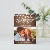 木素朴の弦のライト写真の日付を保存 ポストカード (スタンド正面)