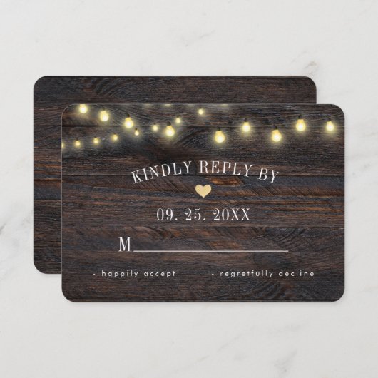 木素朴の弦のラ結婚イトの応答カード 出欠カード (正面/裏面)