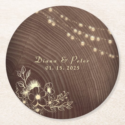 木素朴の弦のラ結婚イト ラウンドペーパーコースター (正面)