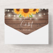 木素朴の弦ひまわり結婚の オールインワン招待状 (裏面)