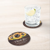 木素朴の弦ひまわり結婚の ラウンドペーパーコースター (インサイチュ)