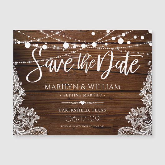 木素朴の弦ライトウェディング日付を保存 (正面)