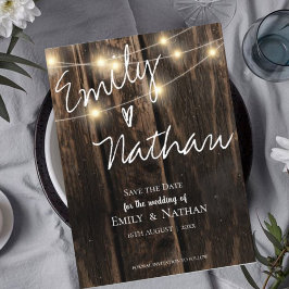 木素朴の弦ライトウェディング日付を保存 インビテーションポストカード