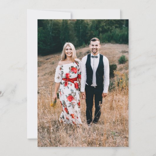 木素朴の弦ライトウェディング日付を保存 セーブザデート (裏面)