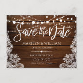 木素朴の弦ライトウェディング日付を保存 案内ポストカード (正面)