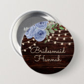木素朴の弦ライトブルーフローラ花嫁 缶バッジ (正面&裏面)
