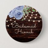 木素朴の弦ライトブルーフローラ花嫁 缶バッジ (正面)