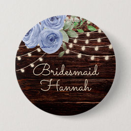 木素朴の弦ライトブルーフローラ花嫁 缶バッジ