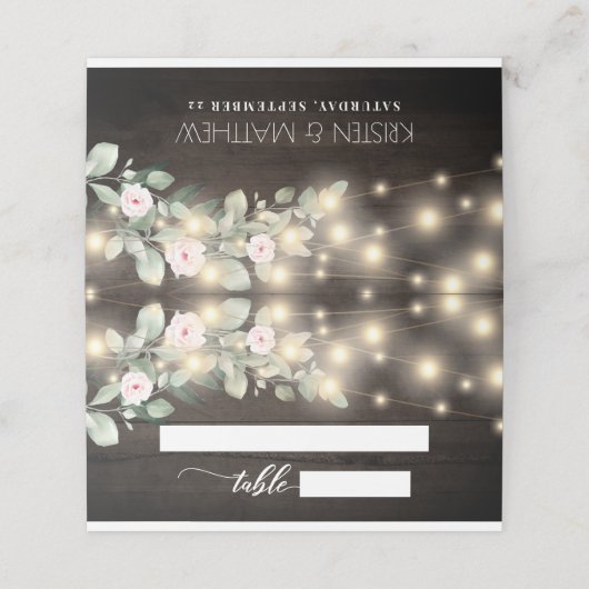 木素朴の弦ライトボホグリーン結婚ズ プレイスカード (外部開封)