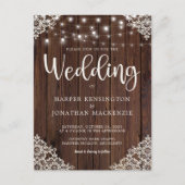 木素朴の弦ライトライ結婚ス インビテーションポストカード (正面)