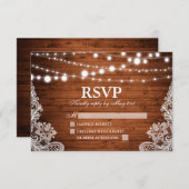 木素朴の弦ライトライ結婚ス 出欠カード (正面/裏面)