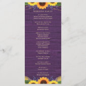 木素朴の弦ライト紫ひまわり結婚の プログラム (裏面)