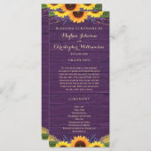 木素朴の弦ライト紫ひまわり結婚の プログラム (正面/裏面)