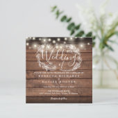 木素朴の文字列ライトスクエアフォト結婚ズ 招待状 (スタンド正面)