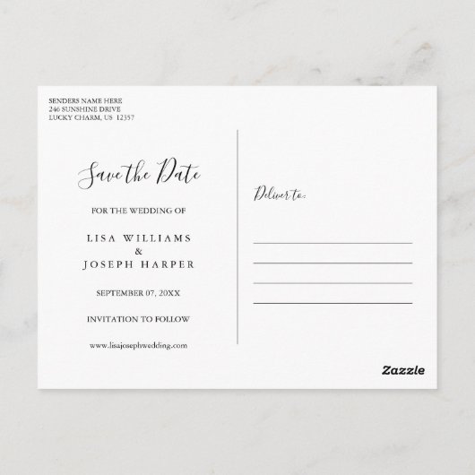 木素朴の文字列ライトスクリプト日付の保存 ポストカード (裏面)