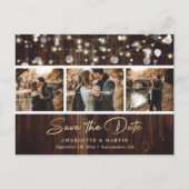 木素朴の文字列ライト写真の保存日付 案内ポストカード (正面)