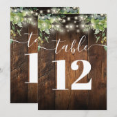 木素朴の文字列ライト緑のテーブル番号 招待状 (正面/裏面)