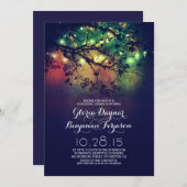 木素朴の枝とライトのリハーサルディナー 招待状 (正面/裏面)