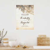 木素朴の枝の結婚歓迎サイン ポスター (キッチン)