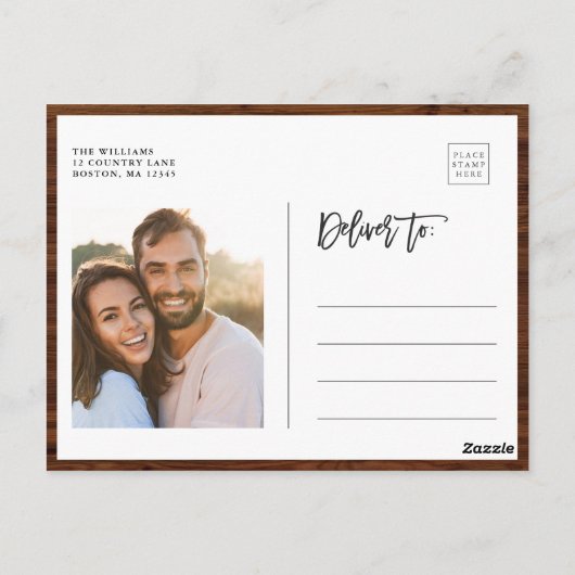 木素朴の植物写真結婚式の日付を保存 ポストカード (裏面)