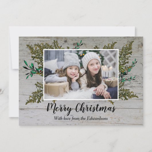 木素朴の植物学メリークリスマスフォトカード シーズンカード (正面)