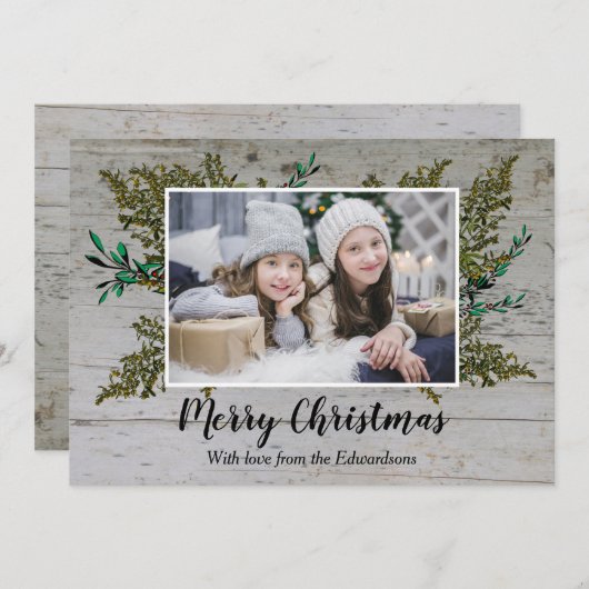 木素朴の植物学メリークリスマスフォトカード シーズンカード (正面/裏面)