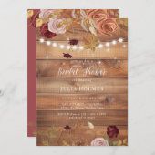 木素朴の植物性ブライダルシャワー招待 招待状 (正面/裏面)